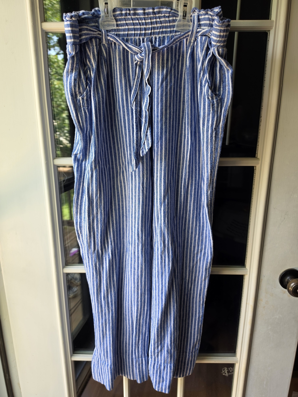 Rewind Blue and White Vertical Stripe Linen Pants